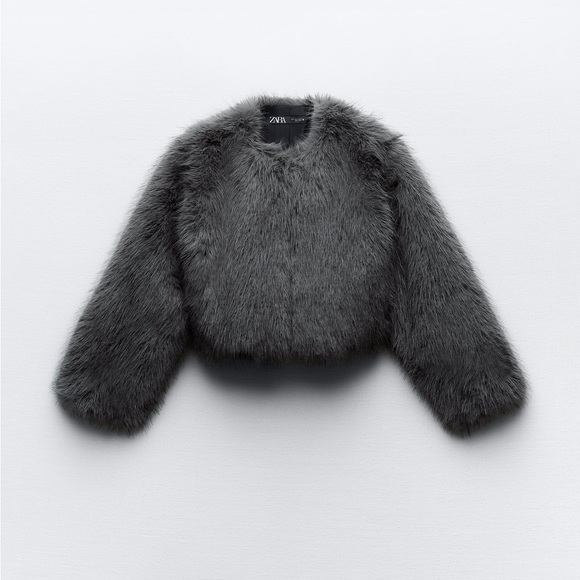 ZARA CROPPED FAUX FUR JACKET - Picture 16 of 16